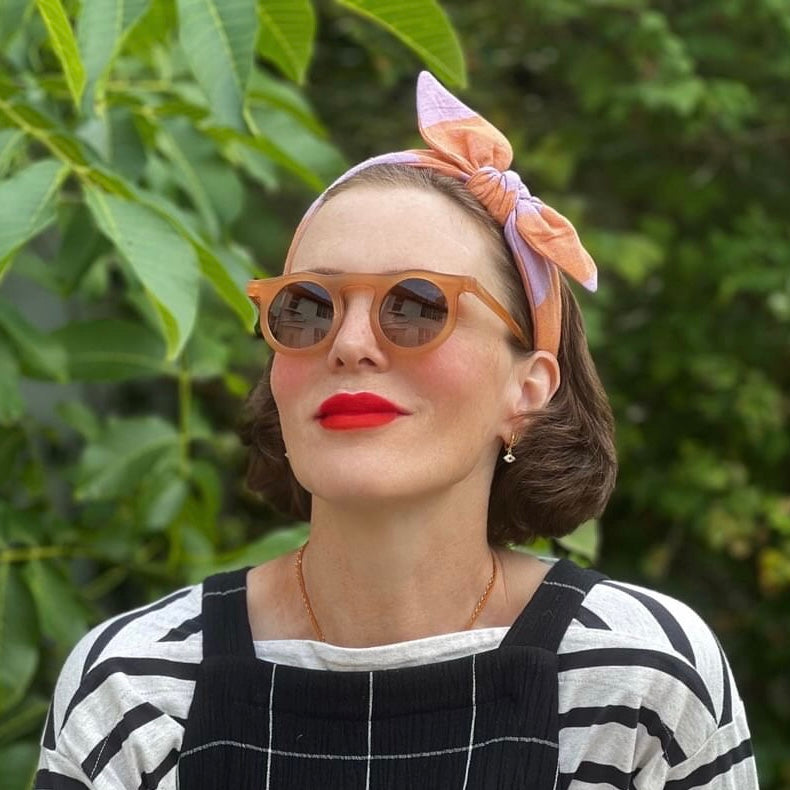 Celeste Hairband Linen Lilac Stripe