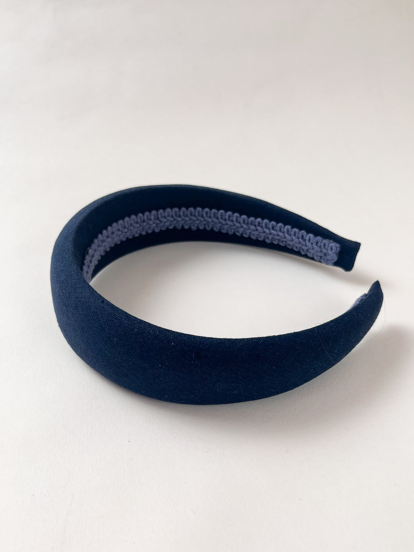 The Navy Blue Linen Padded Headband