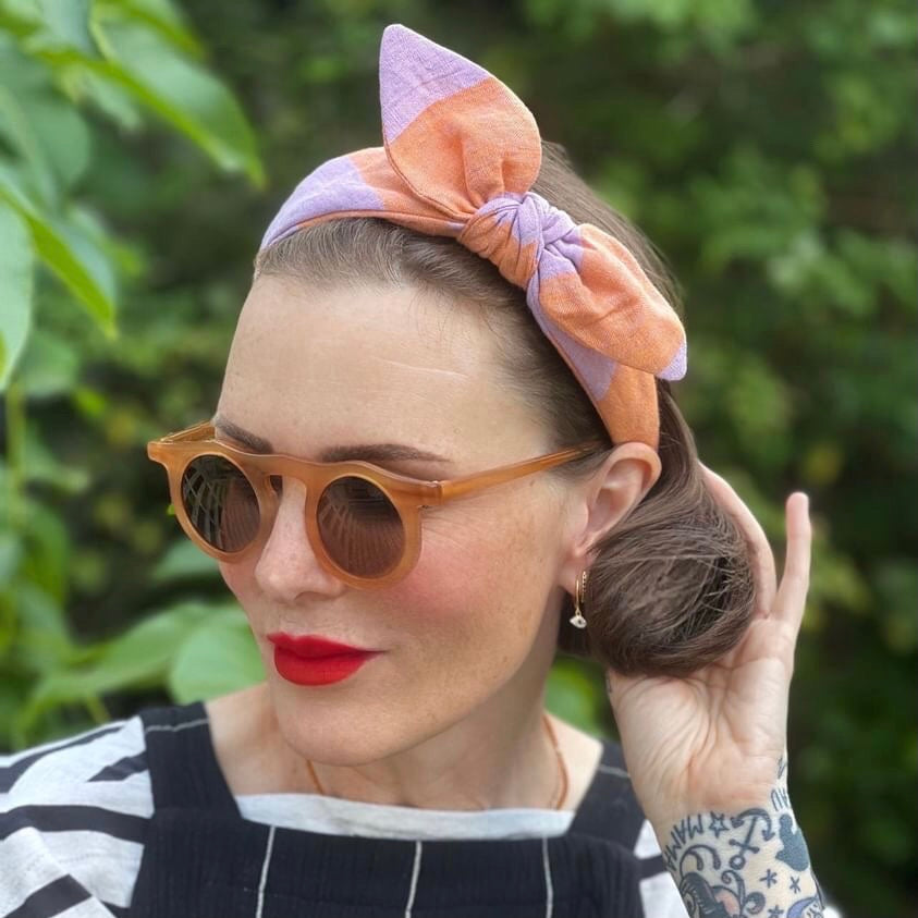 Celeste Hairband Linen Lilac Stripe