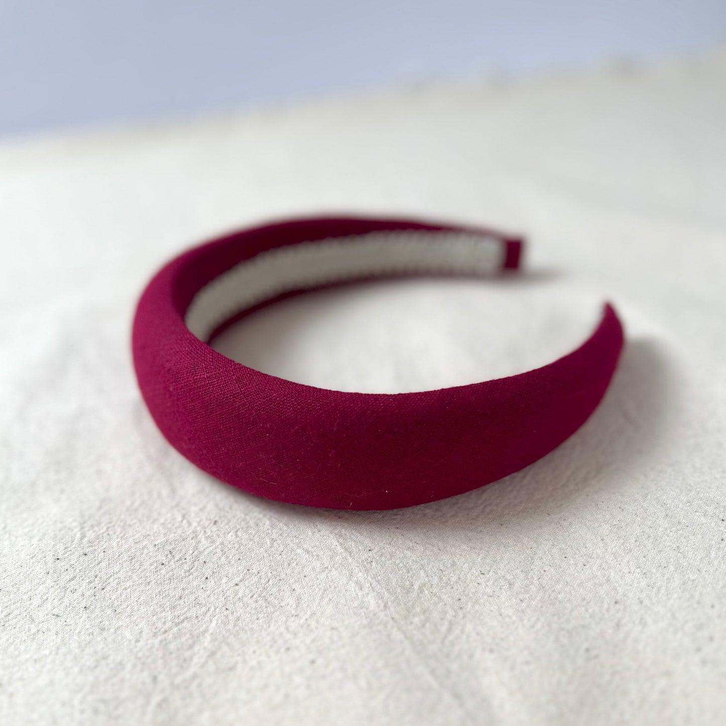 Burgundy Linen Padded Headband