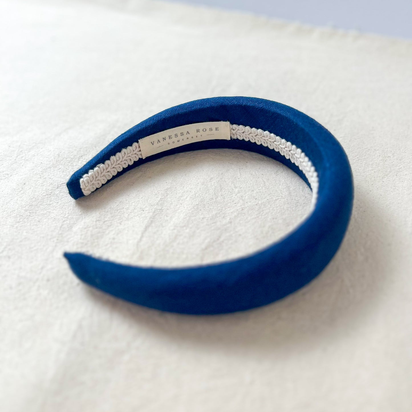 Navy Blue Linen Padded Hairband