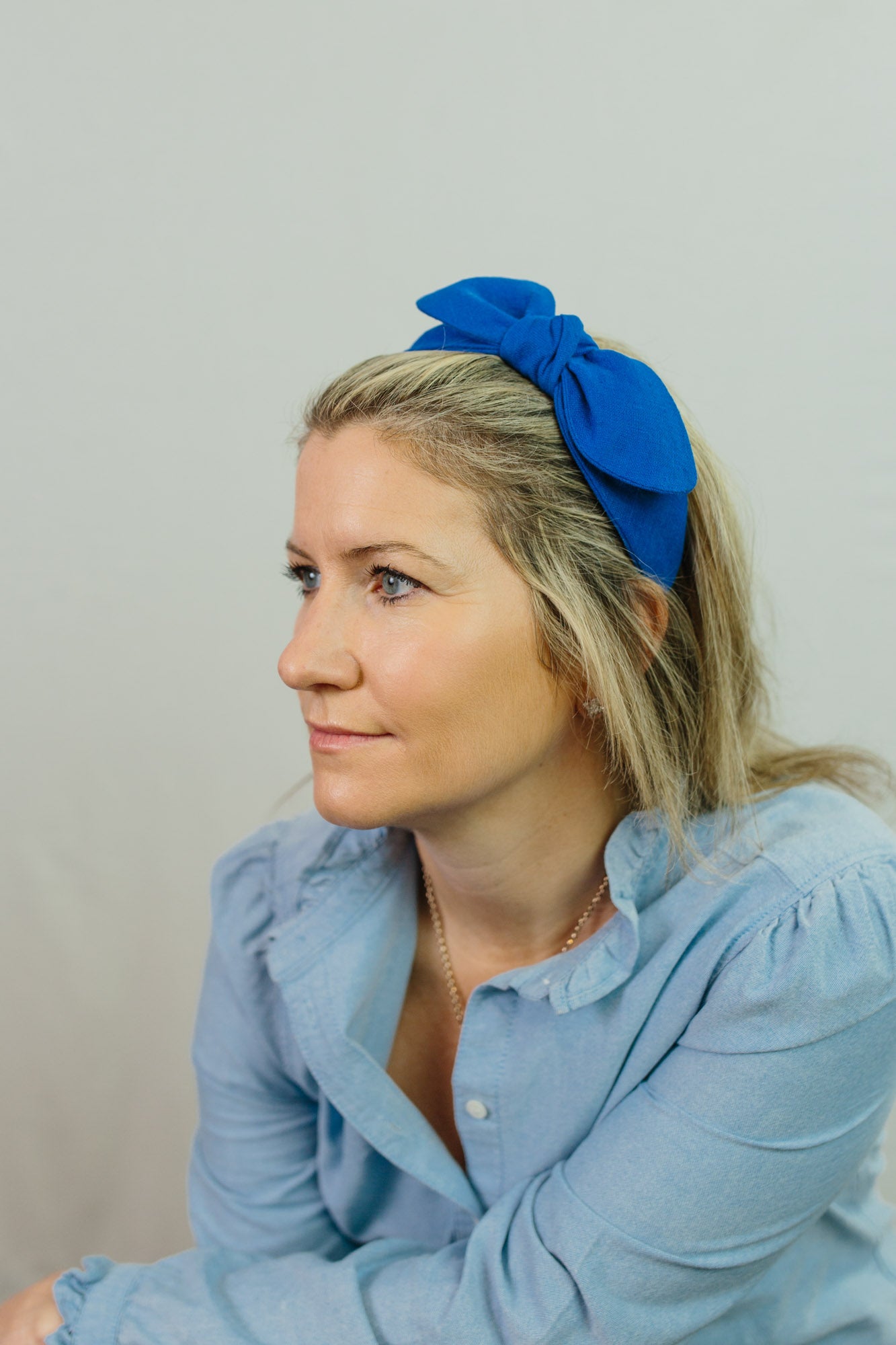 natalie in cobalt blue side bow hairband