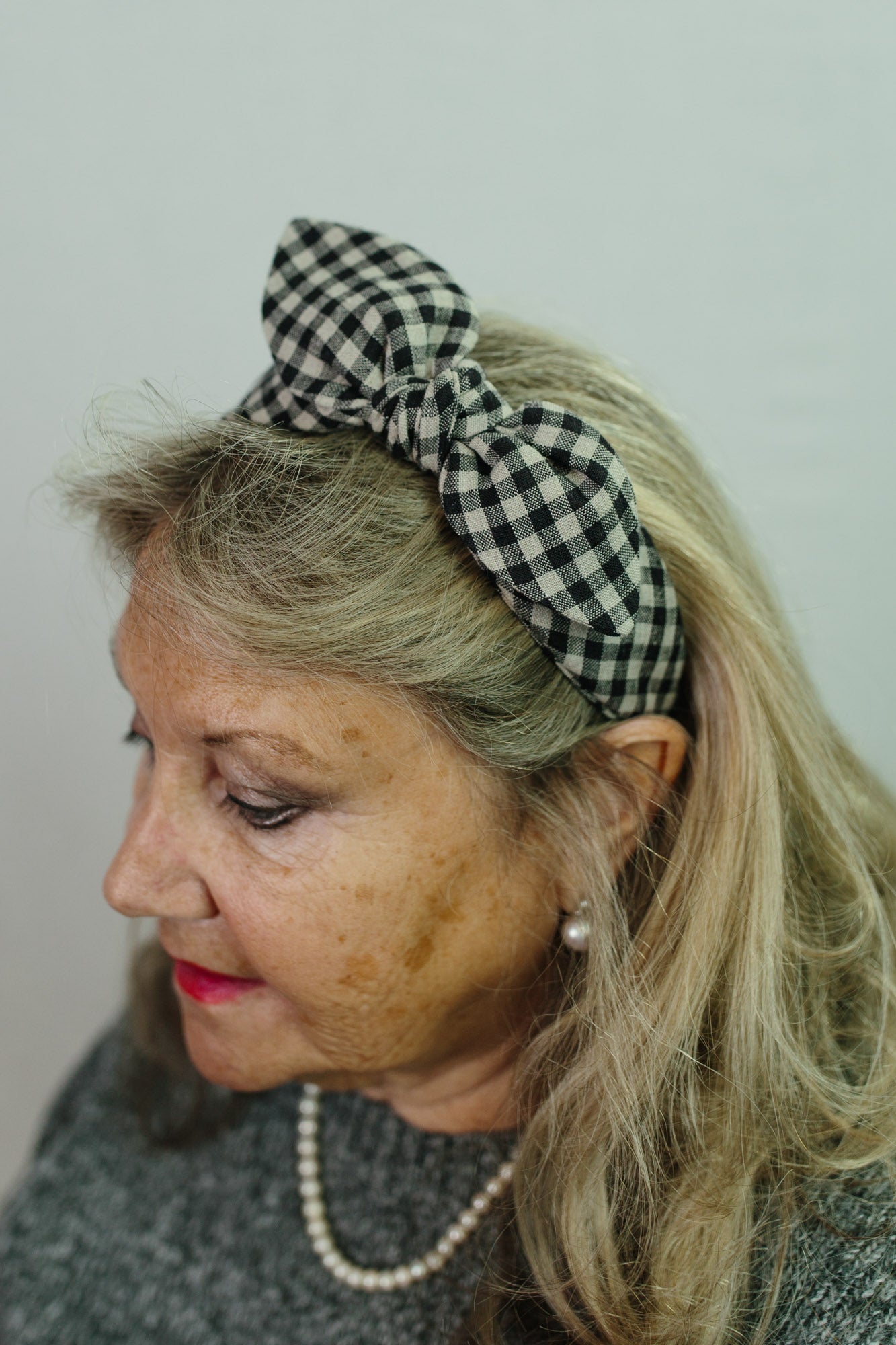 Celeste Hairband Washed Black Gingham