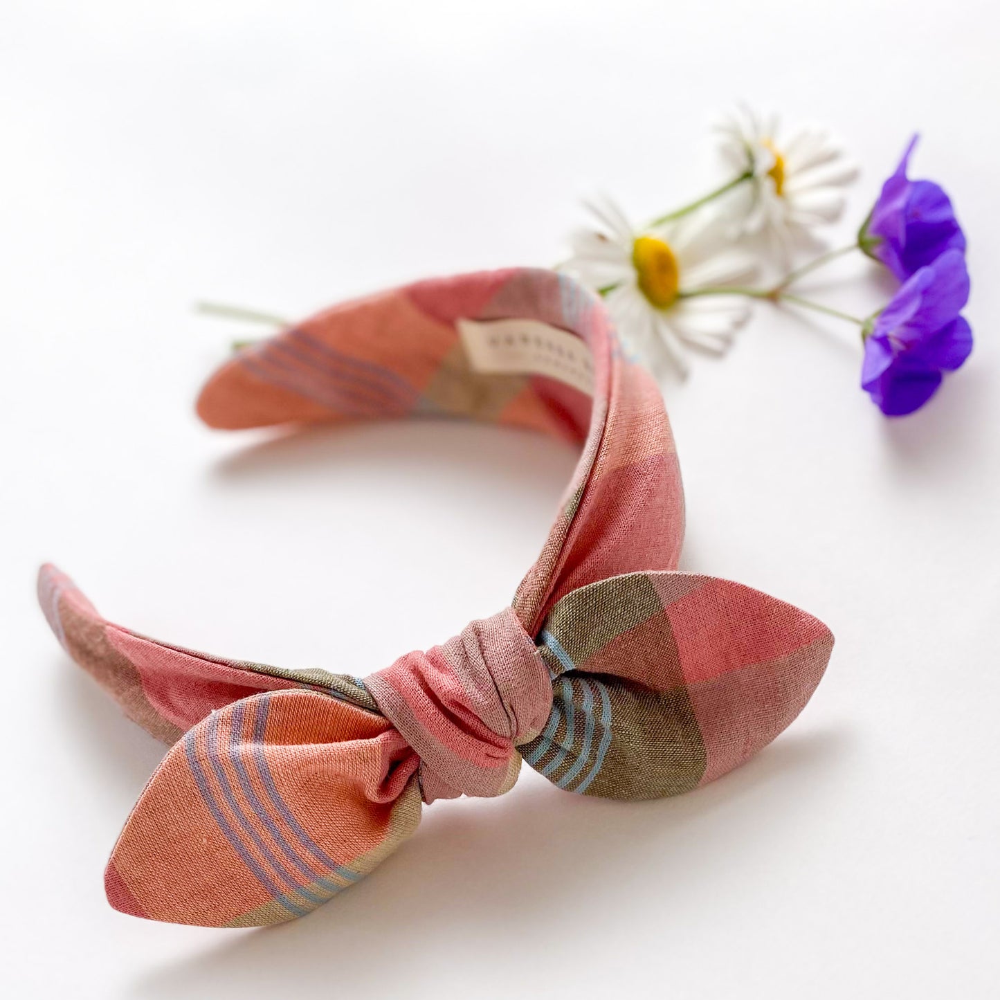 Celeste Hairband in Pink Check Cotton