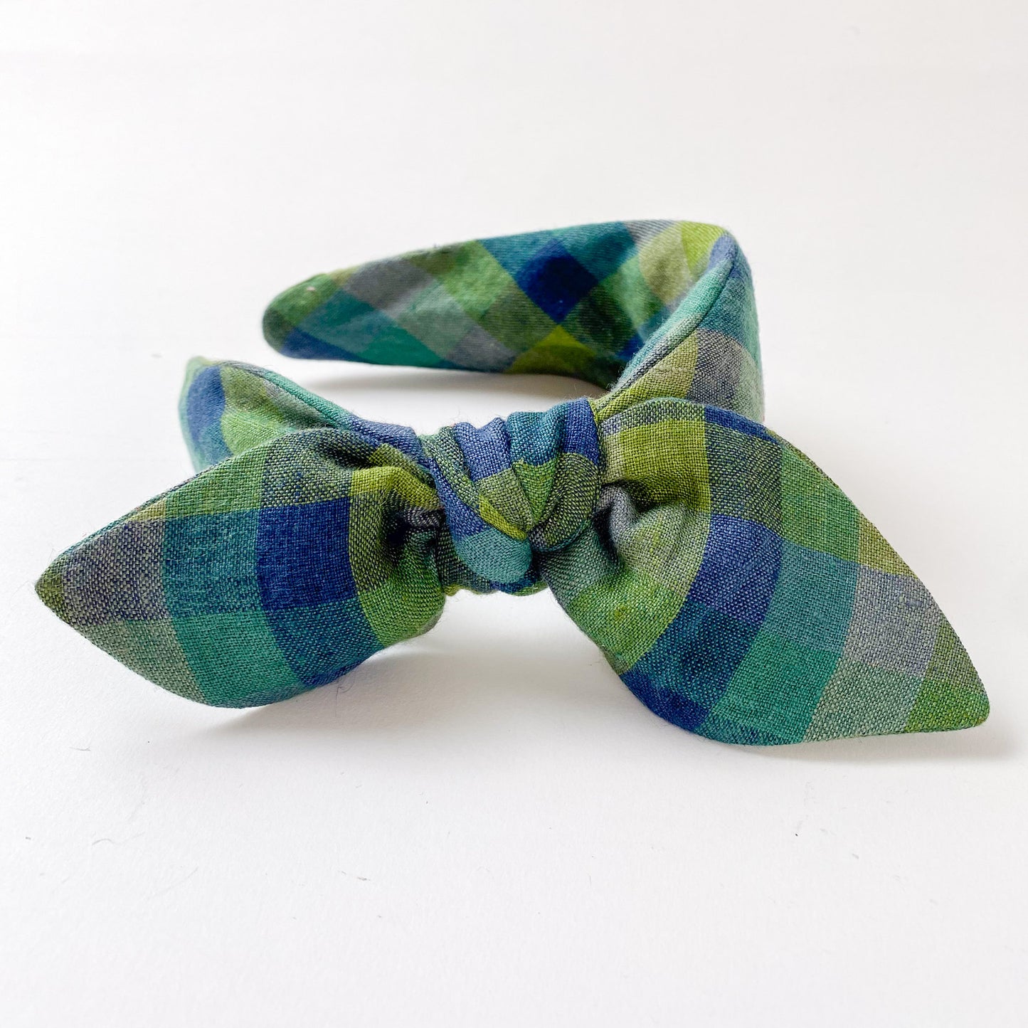 Celeste Hairband in Green Linen Check