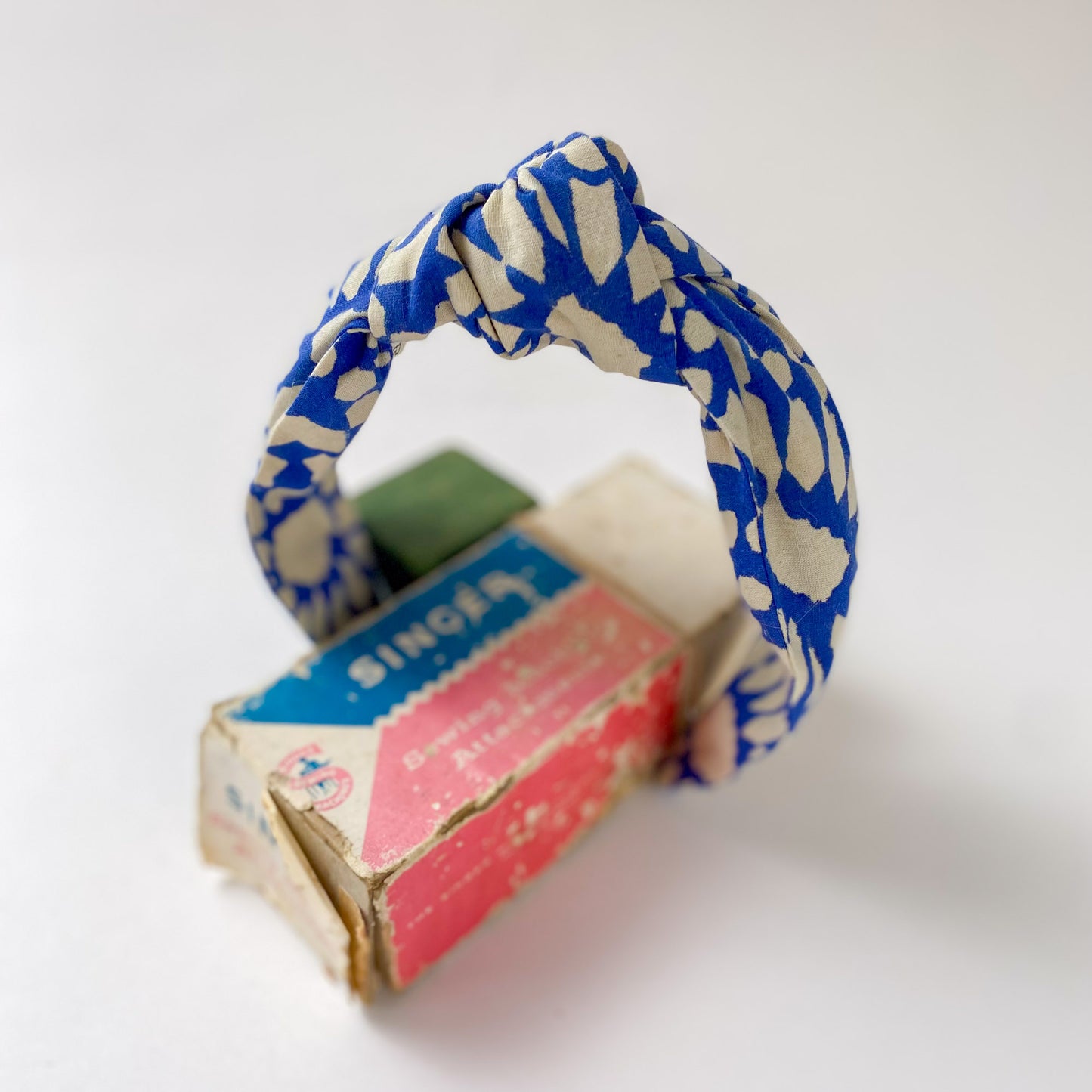 Amelie Headband in Blue Floral Block Print