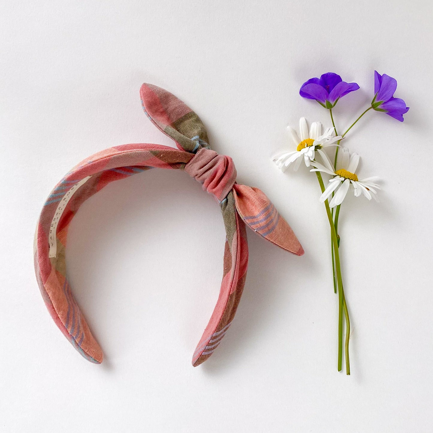 Celeste Hairband in Pink Check Cotton