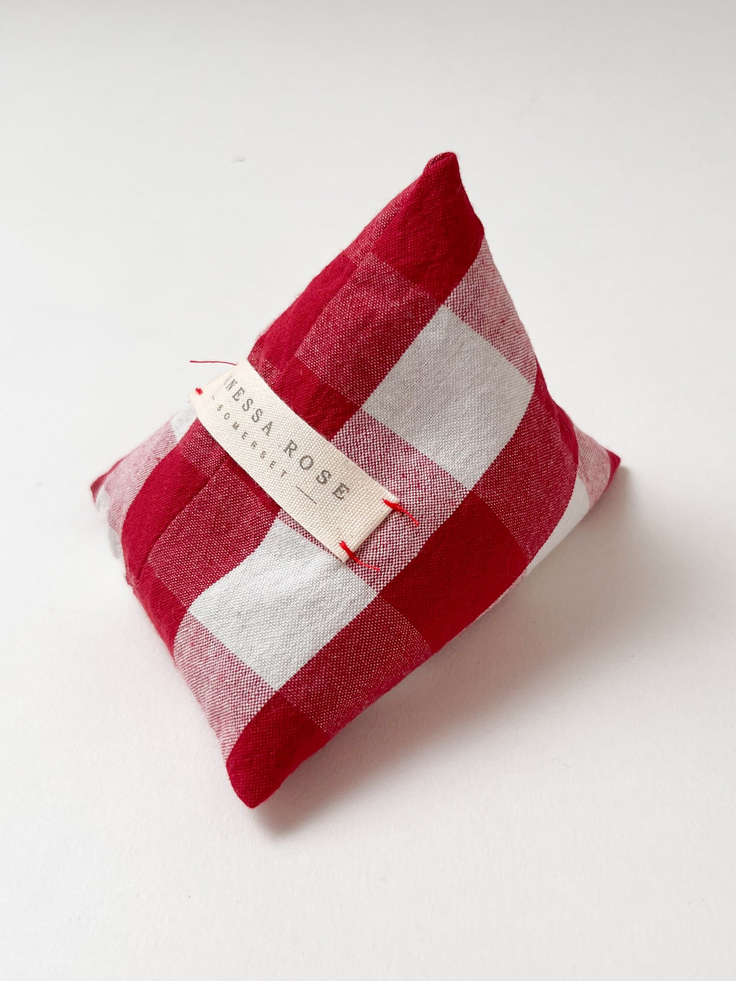 Lavender Pyramid Bag Red Check