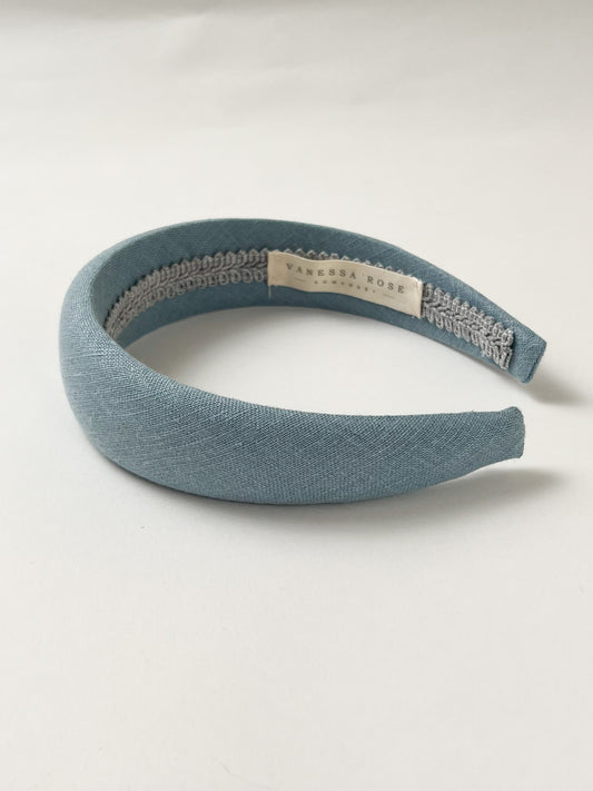 The Pale Blue Linen Padded Headband