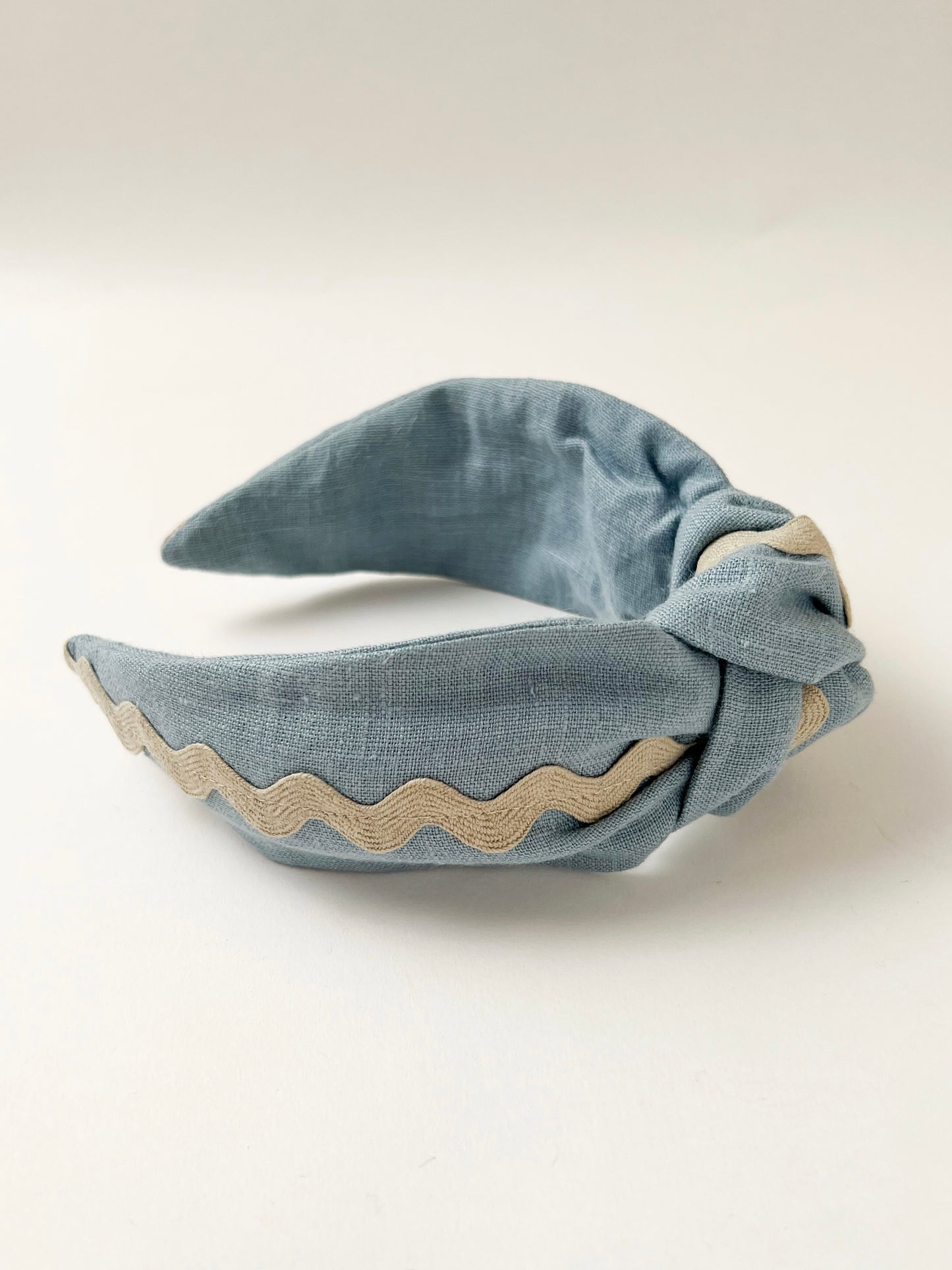 The Top Knot Ric Rac Headband Blue Linen