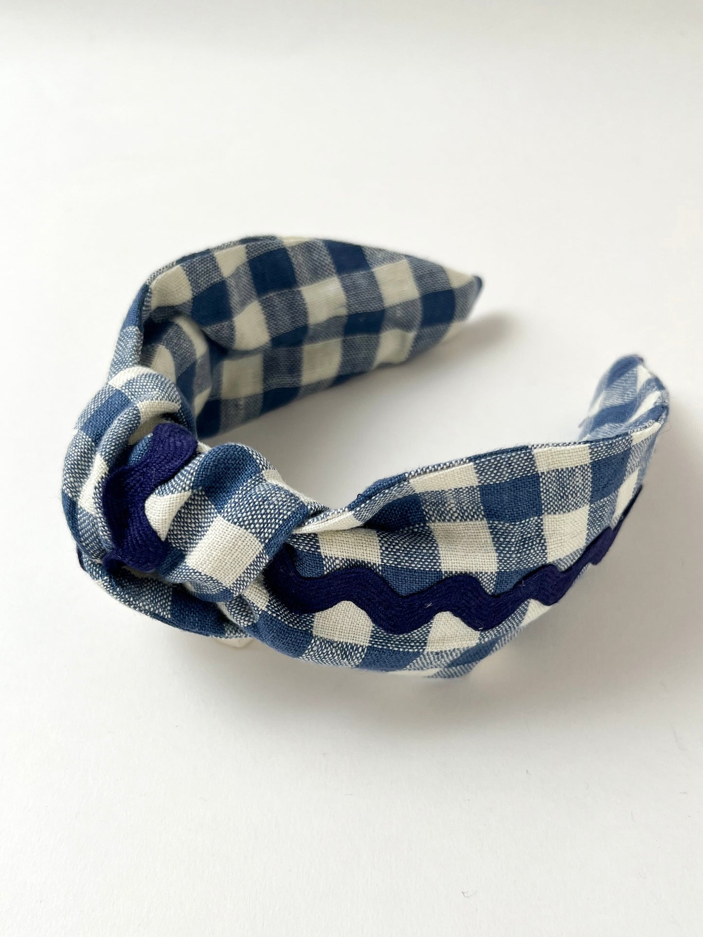 The Top Knot Ric Rac Headband Blue Check