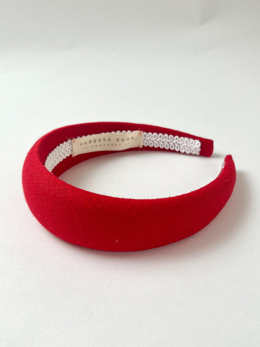 The Red Linen Padded Headband