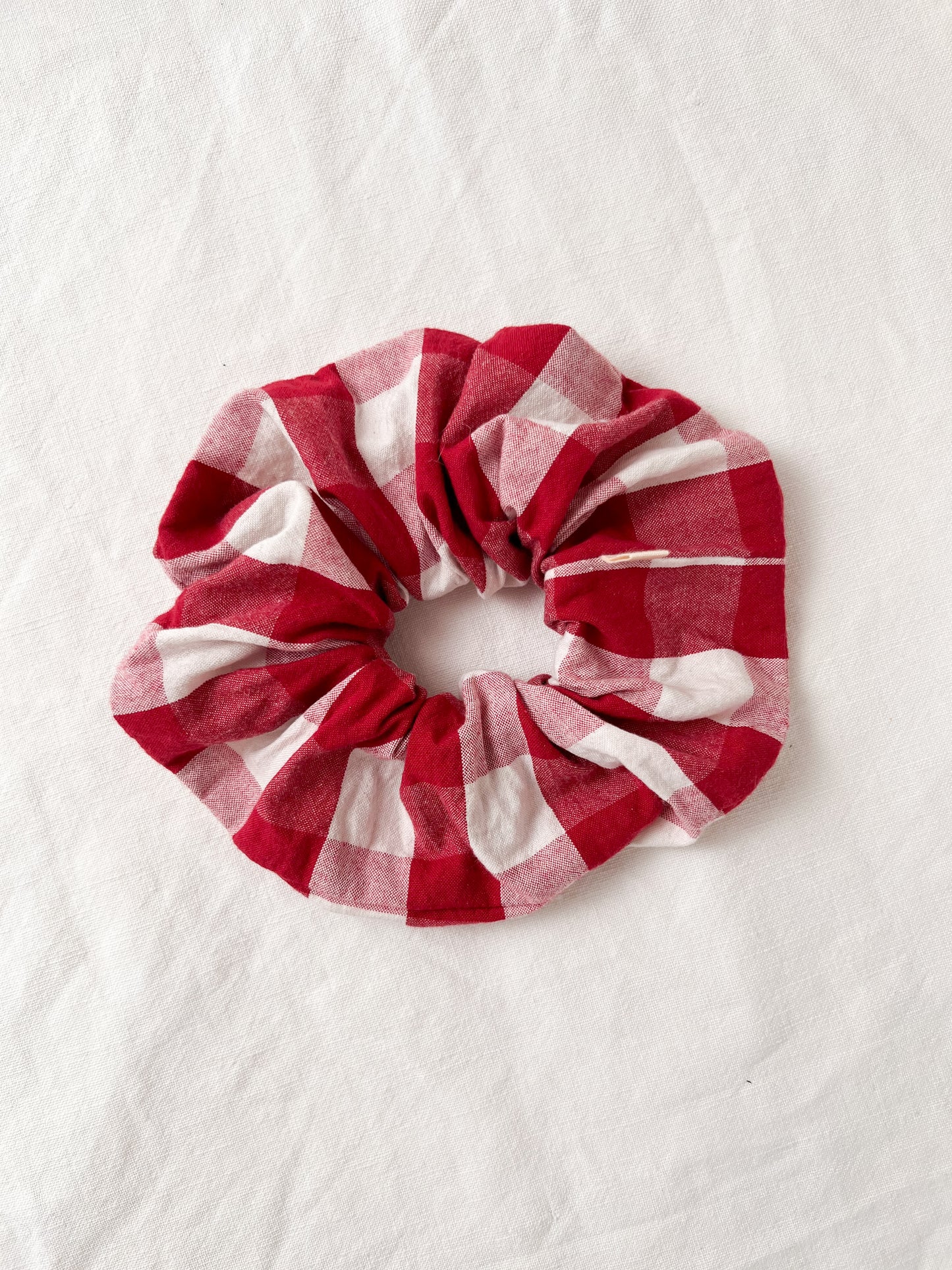 Hair Scrunchie in Cherry Red Check