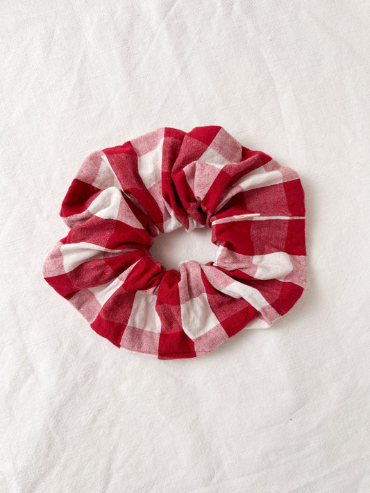 Hair Scrunchie in Cherry Red Check