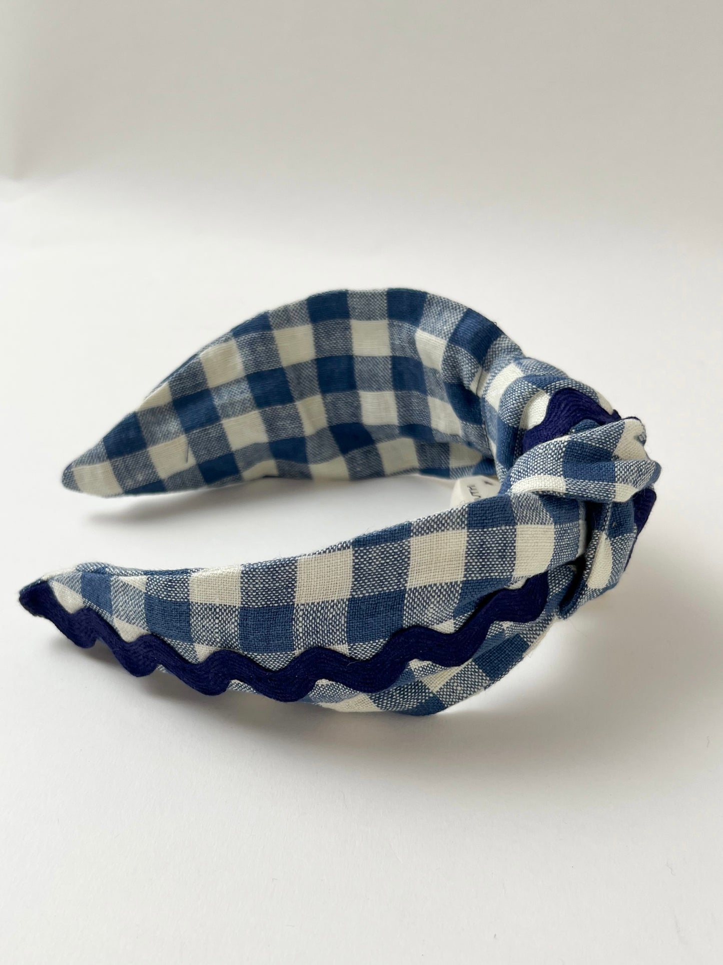 The Top Knot Ric Rac Headband Blue Check