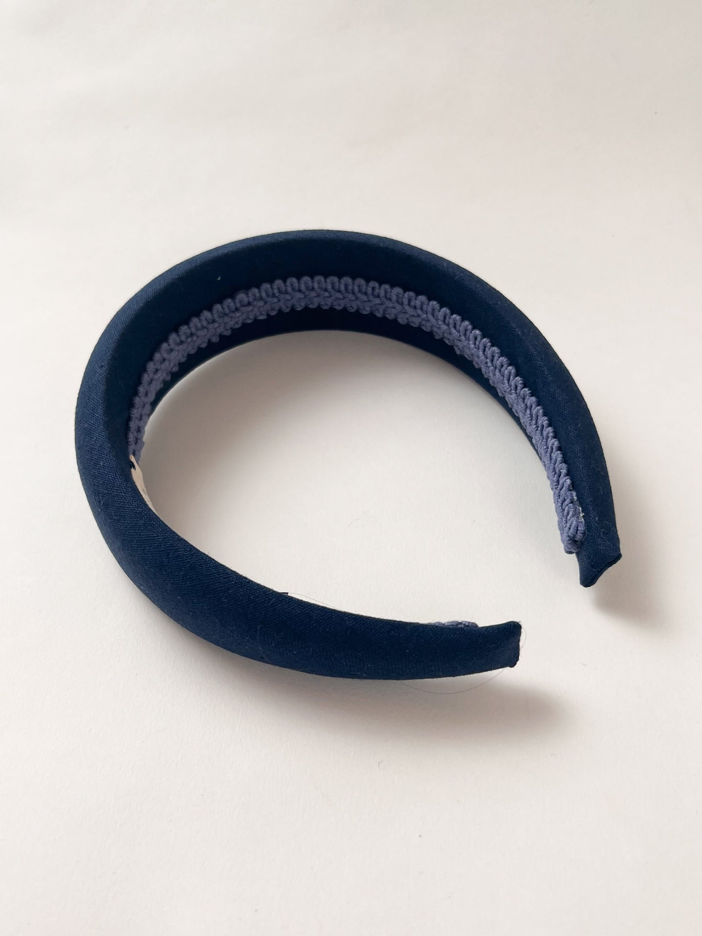 The Navy Blue Linen Padded Headband