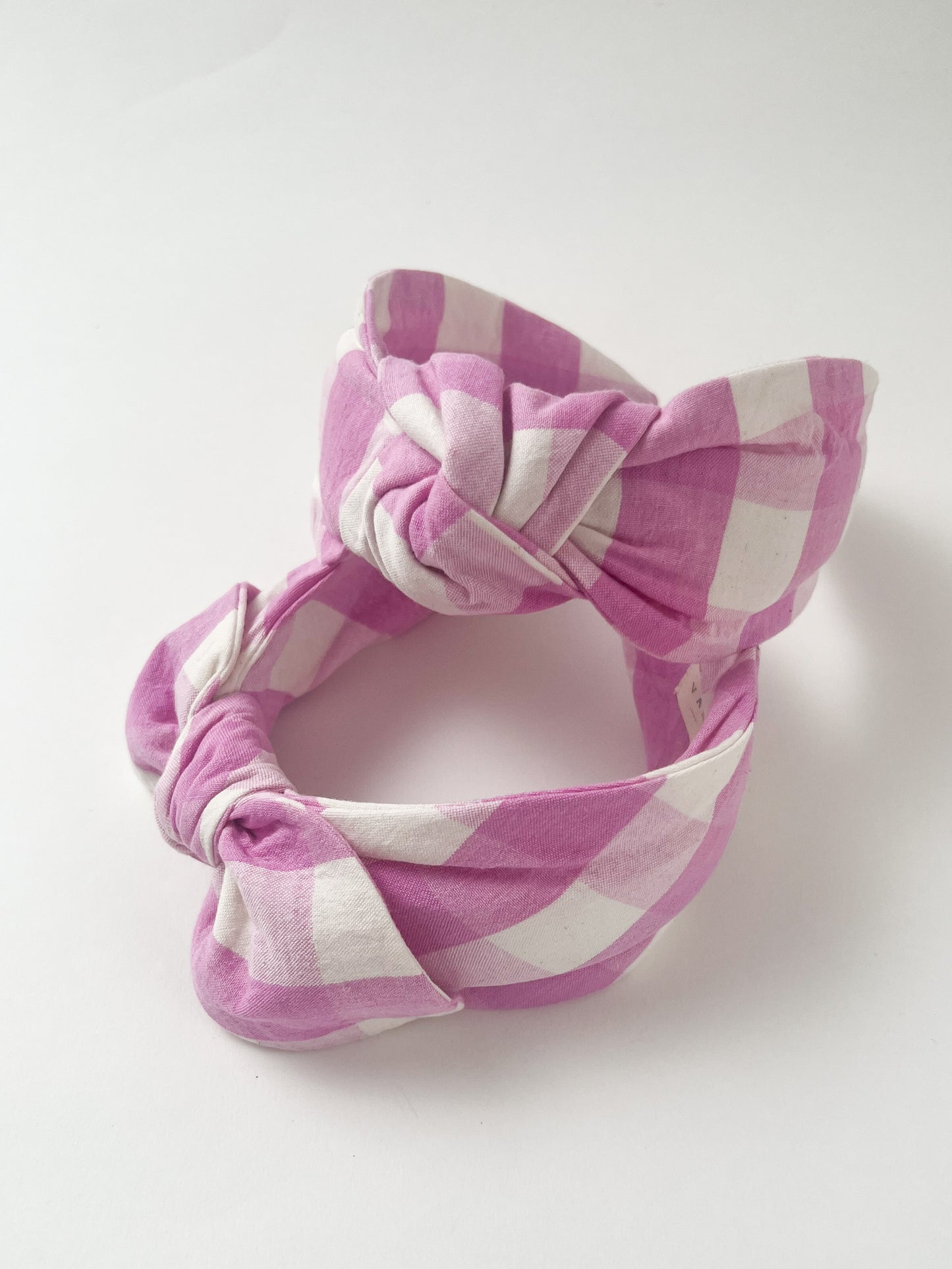 The Side Bow Headband in Lilac Rose Check