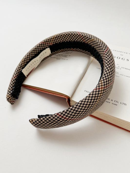 The Padded Headband in Caramel Check