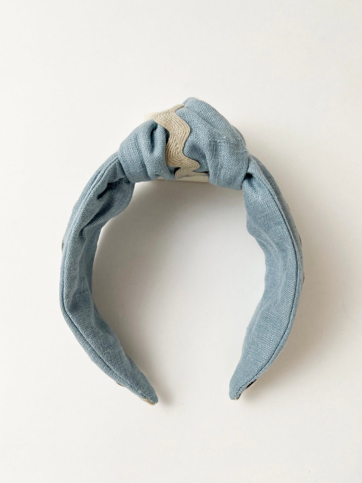 The Top Knot Ric Rac Headband Blue Linen