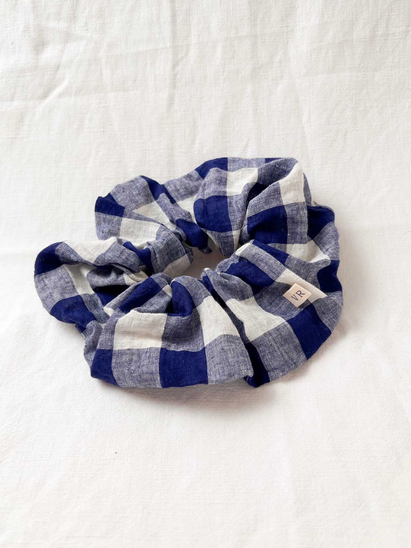 Hair Scrunchie in Picnic Blue Check