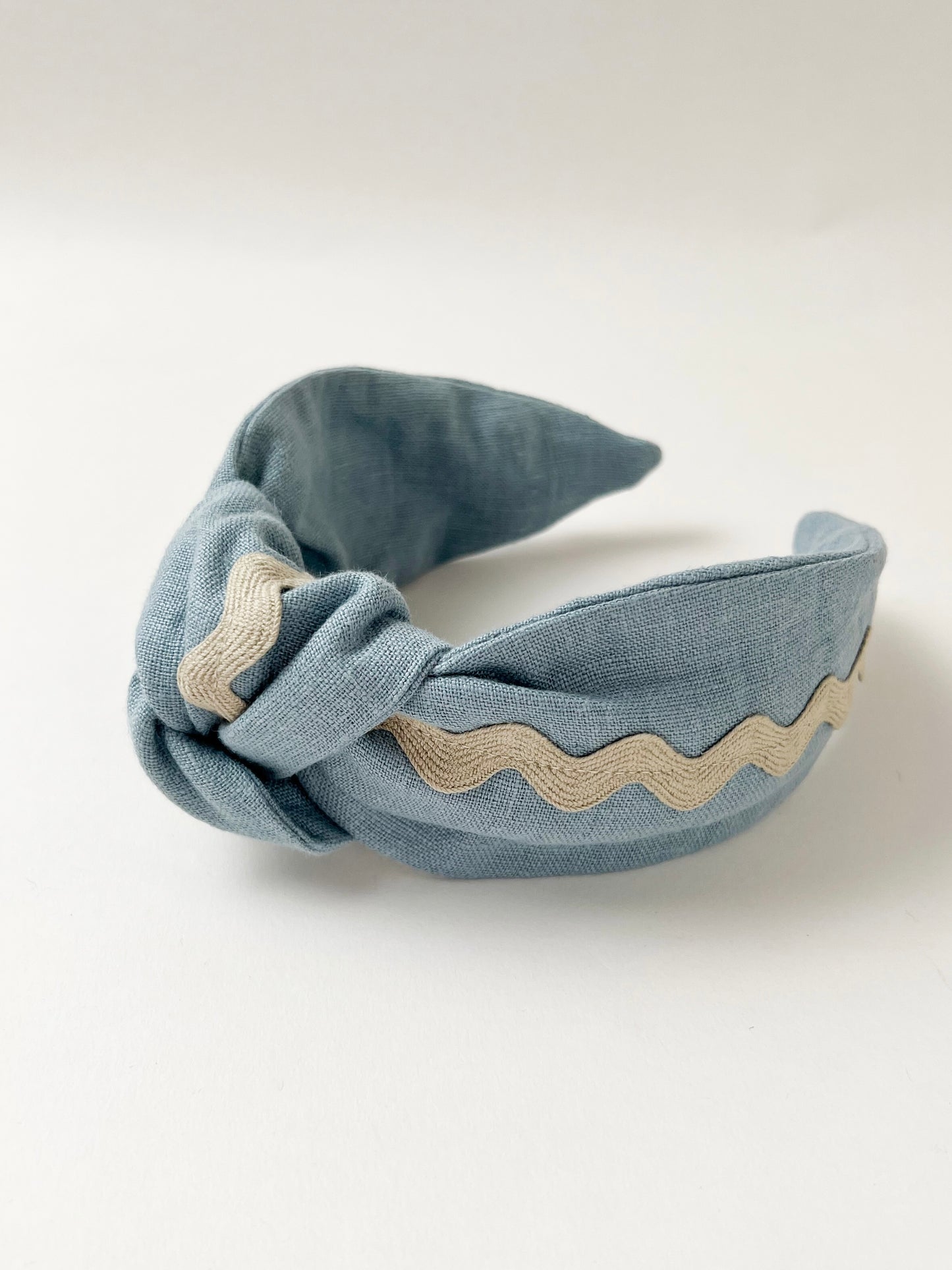 The Top Knot Ric Rac Headband Blue Linen