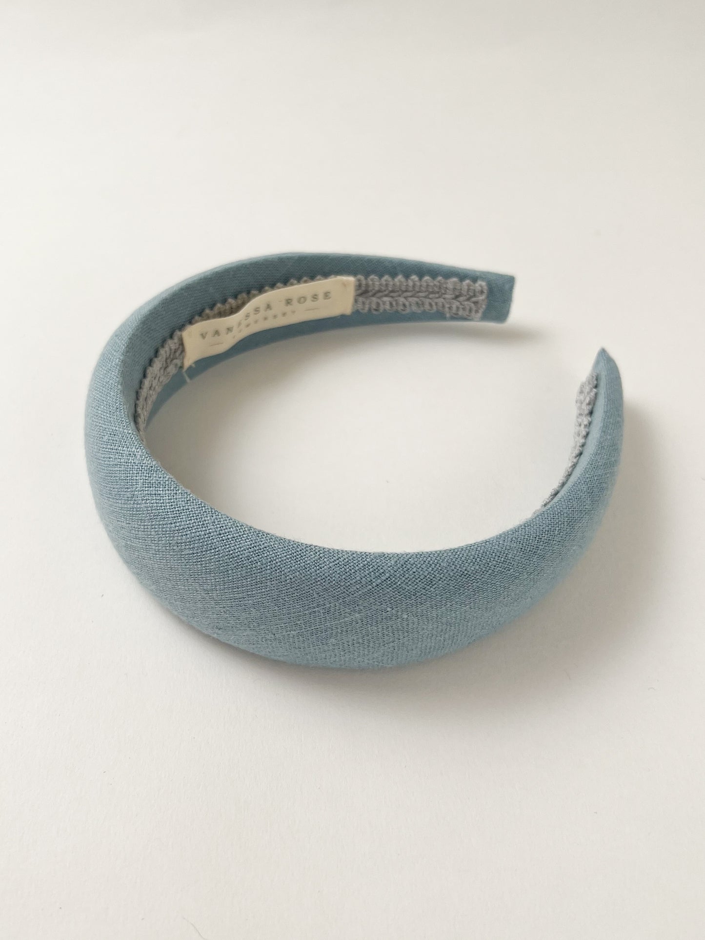 The Pale Blue Linen Padded Headband