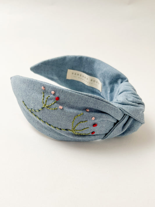 Hand Embroidered Headband Wild Carrot