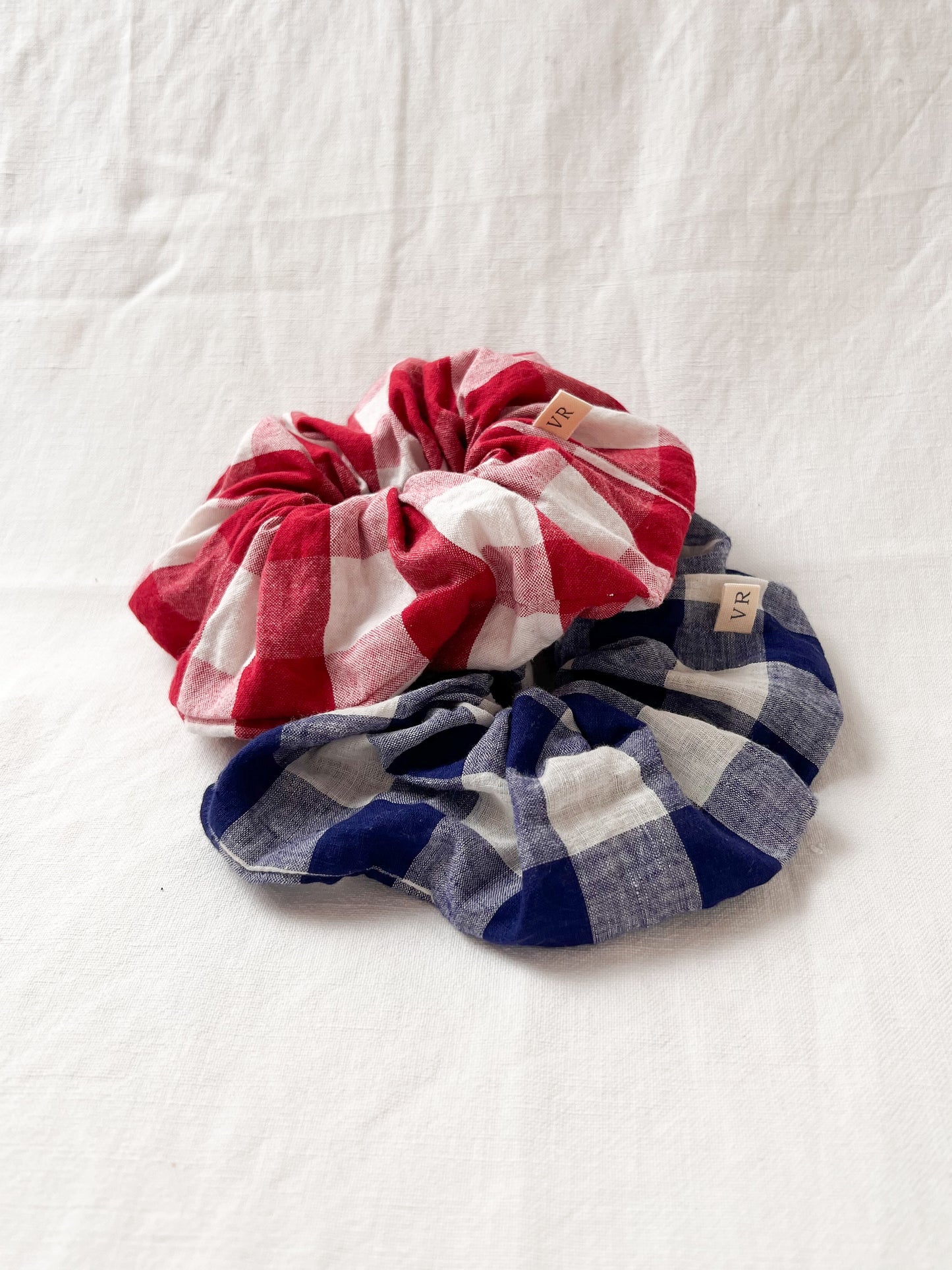 Hair Scrunchie in Cherry Red Check