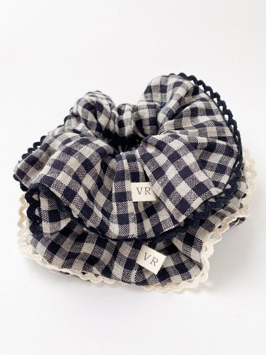 lace gingham scrunchies