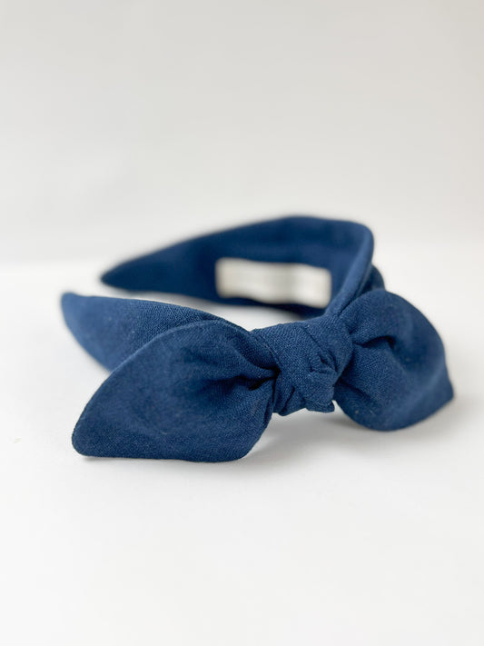 Celeste Headband in Navy Linen
