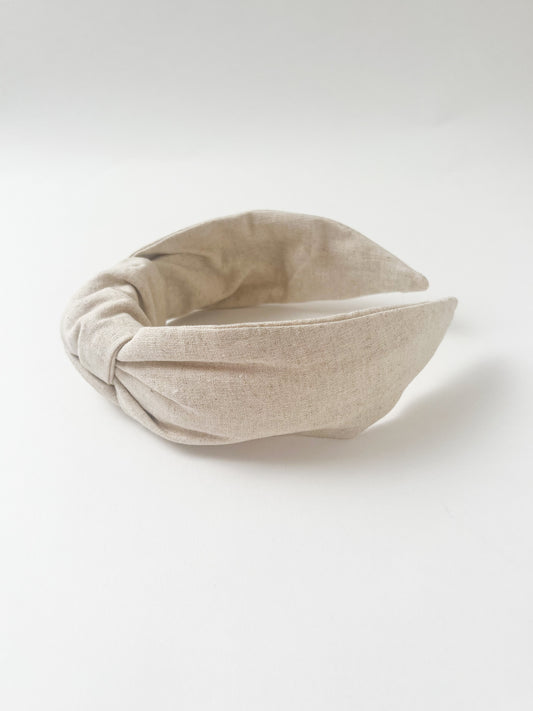 The Top Knot Headband Neutral Linen