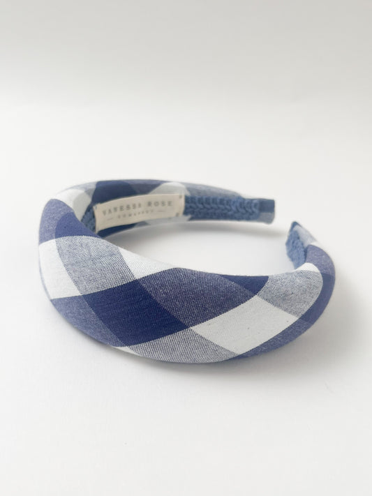 The Picnic Blue Check Padded Headband